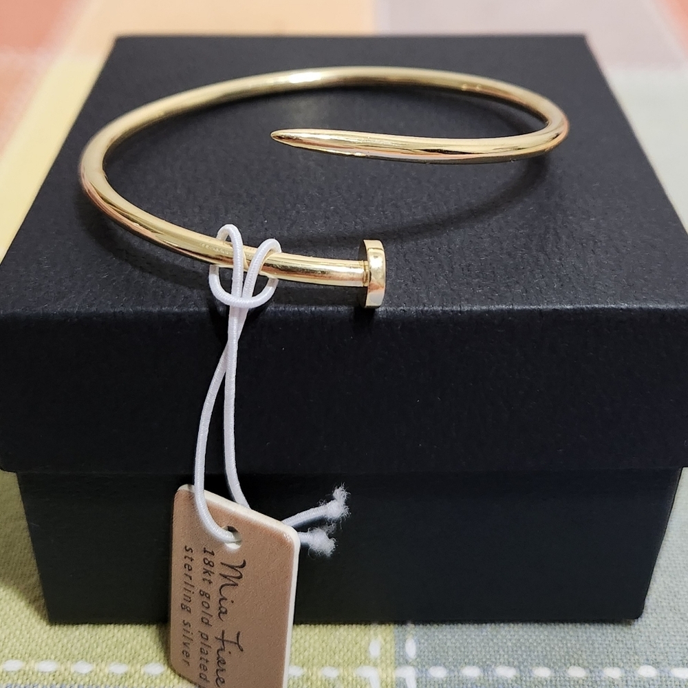 Nail Shaped MIA Fiore 18K Gold Plated Silver Bracelet